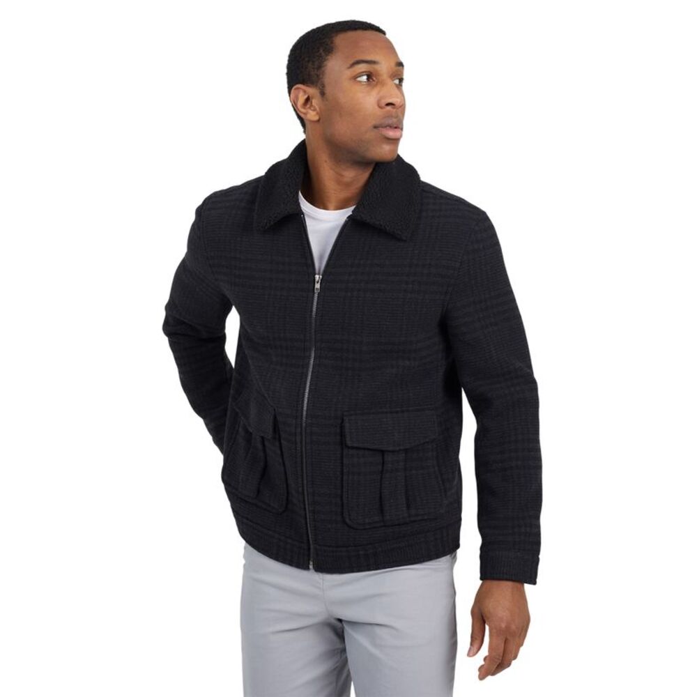 Brave Soul Mens Steffan Checked Wool Jacket / Black